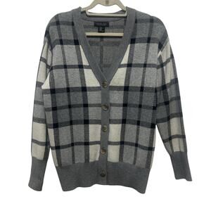 Rachel Zoe Grey & White Plaid Grandpa Cardigan XS/S